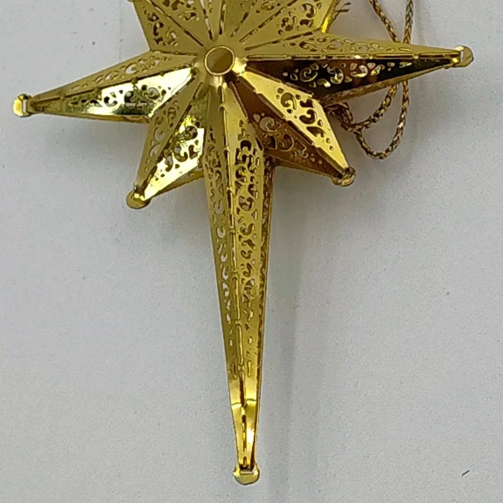 1980's VTG Bright Golden Tone Hanging Star Ornament Very rare‎ unique SEE📏📸